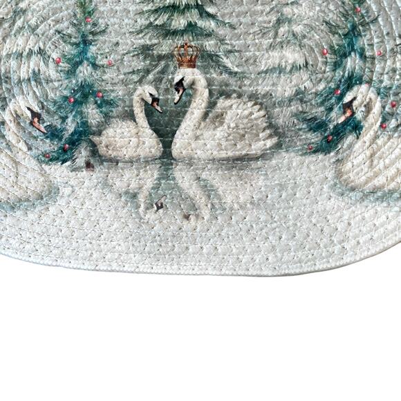 Cupcakes & Cashmere SWAN Braided Placemats 12x18 Christmas Holiday NEW - Picture 3 of 8